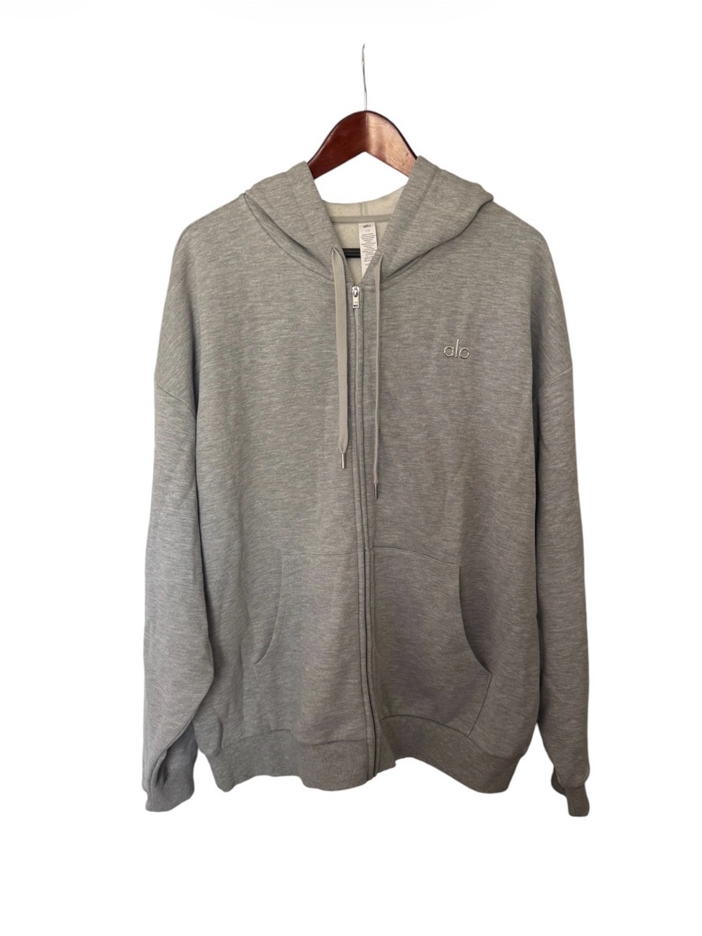 ALO Yoga Men’s Light Gray Full-Zip Hoodie